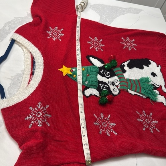 33 Degrees Ugly Christmas Sweater french bulldog women's size XL - Picture 6 of 7